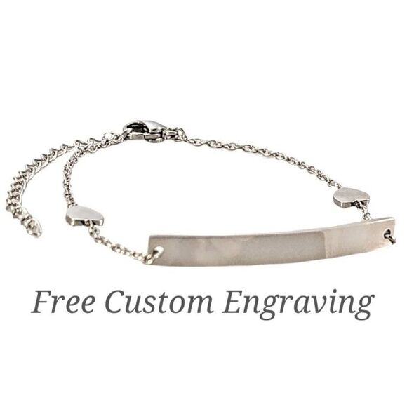 New Silver Stainless Steel Delicate Heart Chain ID Bracelet - Picture 1 of 7